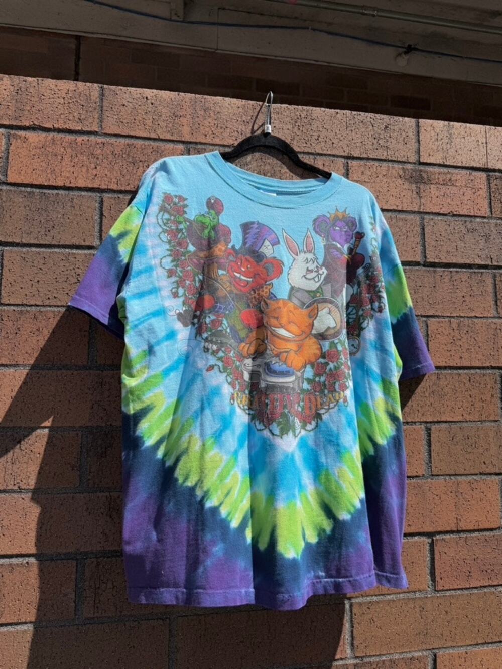 2006 Grateful Dead Wonderland Jam Band Y2K Vintage Liquid Blue Tie Dye Tee Shirt